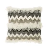 Geometric Woven Tassels Tufted Modern Design Black and Cream Decorative Throw Pillow Covers Set for Bed/Sofa