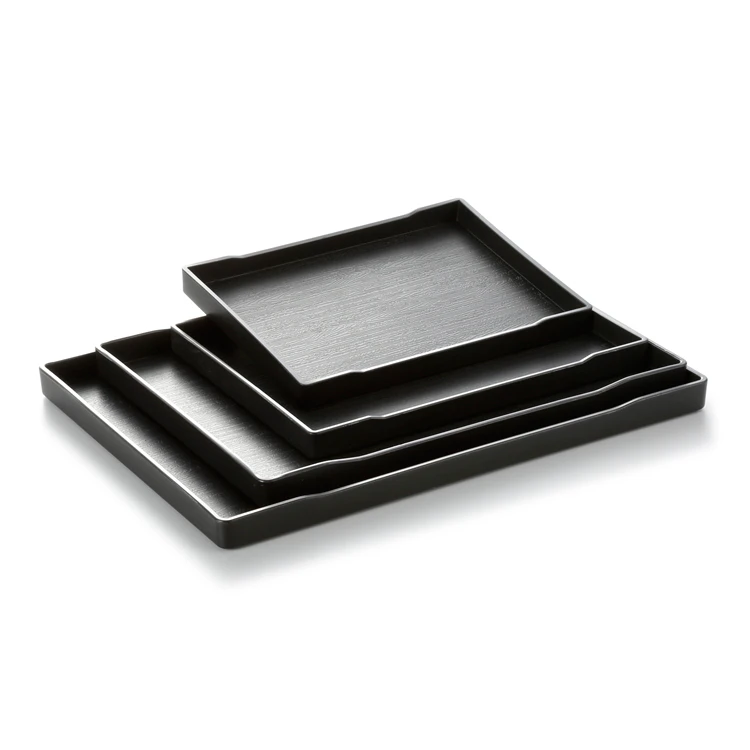 Wholesale Custom Black Small Plastic Round Serving Tray With Handles