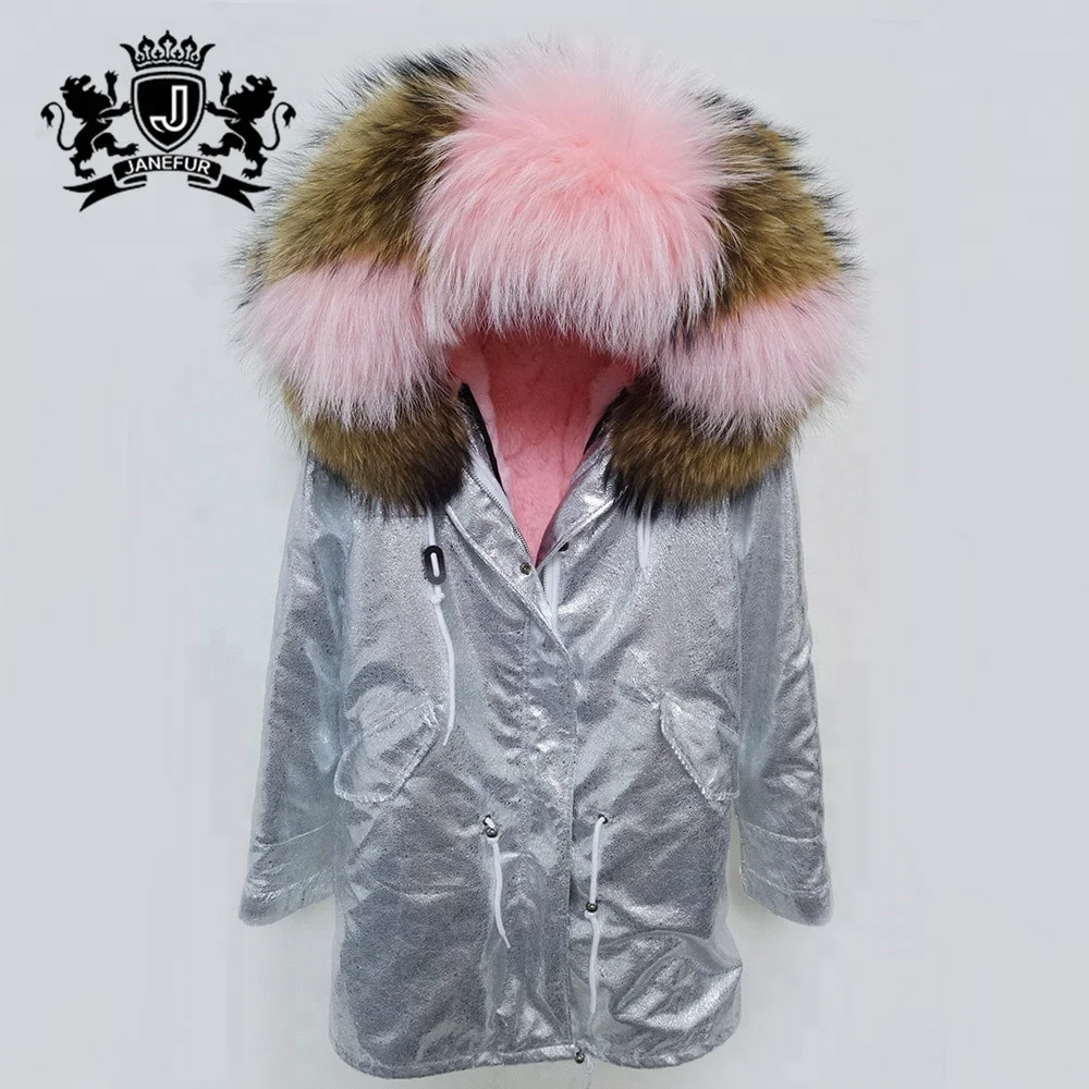 Autumn Winter Western Fashion Leisure Coat Long Beaver Rabbit Fur Women coats