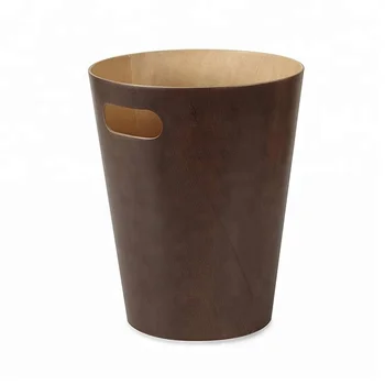 Wood Grain Plastic Trash Can - 11.6x8.5 Inch Farmhouse Style Wastebasket For Bedroom, Bathroom, Office