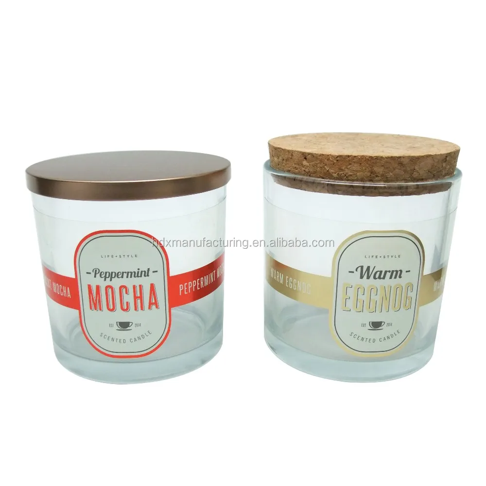 15oz Candle Glass Tumblers 2 Wick For Candles Jars With Corks Tin Lids