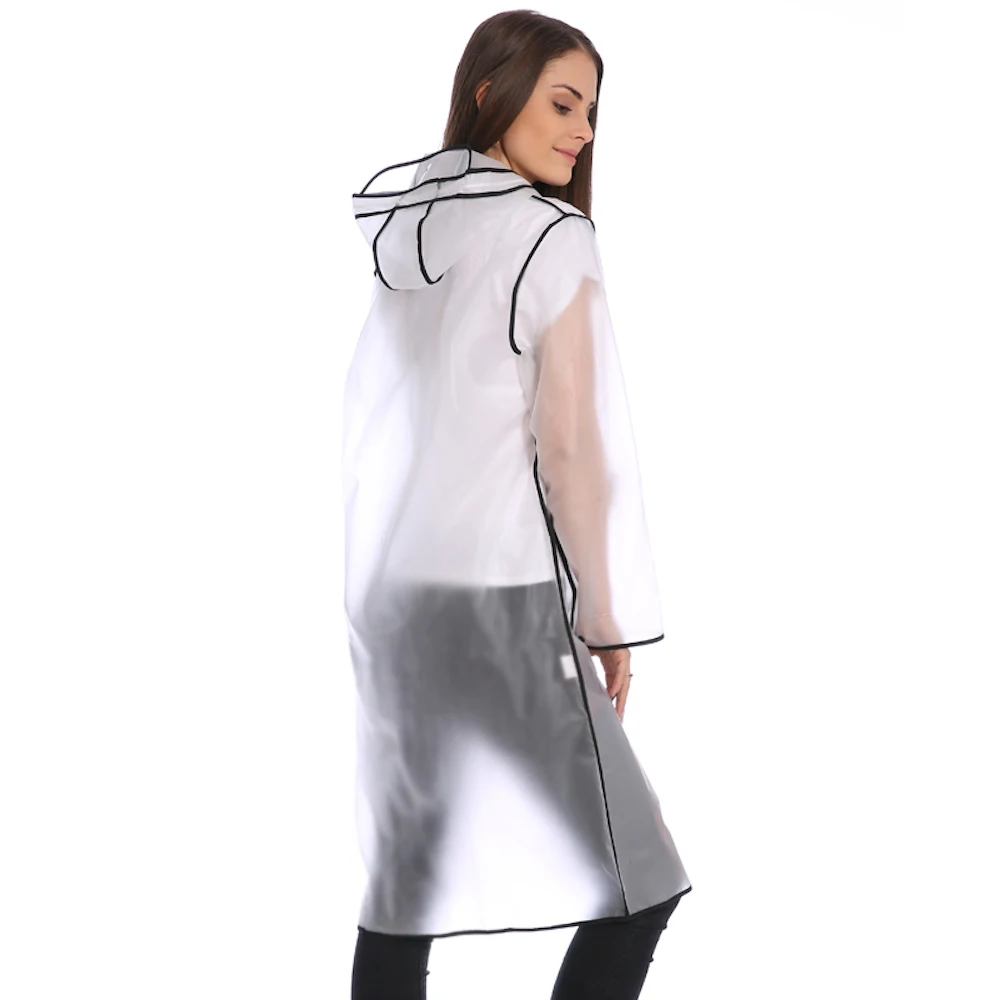 eva修身雨披时尚半透明雨衣女士磨砂雨披