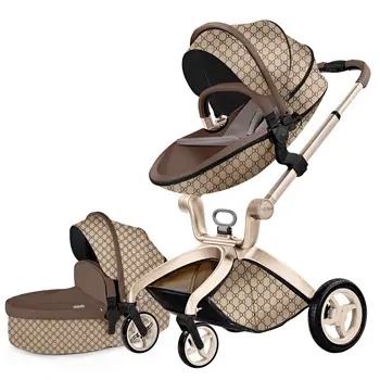 brown leather stroller