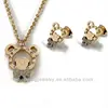 Wholesale stainless steel rosiness cute panda jewelry sets, sand finish with zircons jewelry sets vners