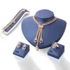 Fabulous Chunky Metal Flower Diamond Choker Necklace Set