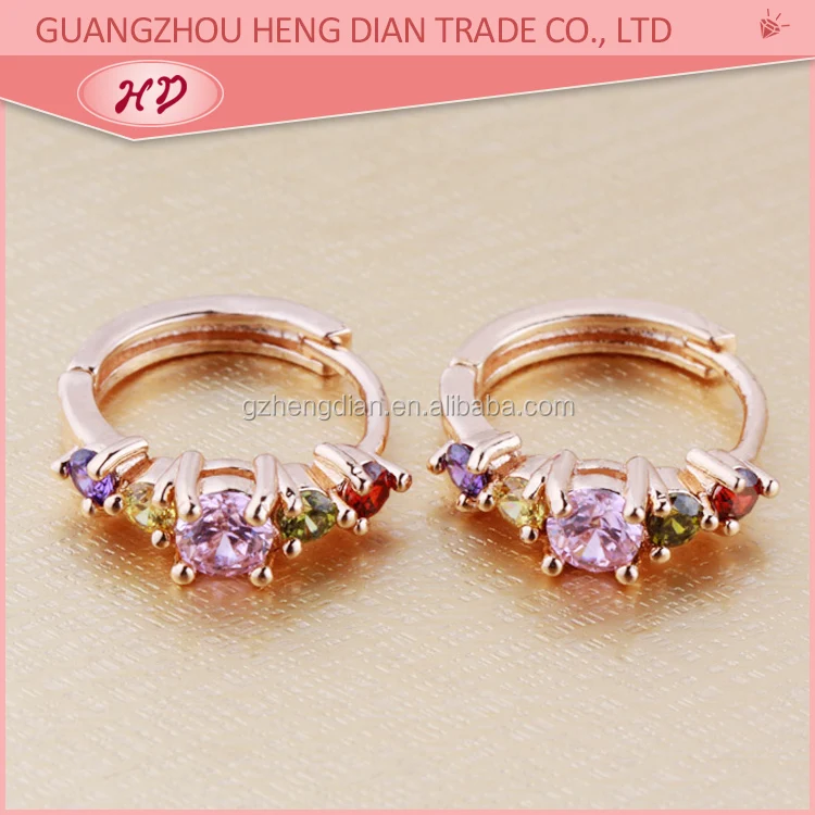 2017 Small 18k Rose Gold Plated Hoop Ring Type Earrings With Zircon 2017 Small 18k Rose Gold Plated Hoop Ring Type Earrings With Zircon