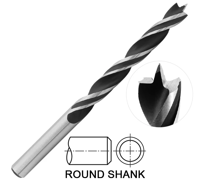 Rolled Flute Twin Lands Double Margin Wood Brad Point Drill Bit for Wood Precision Drilling