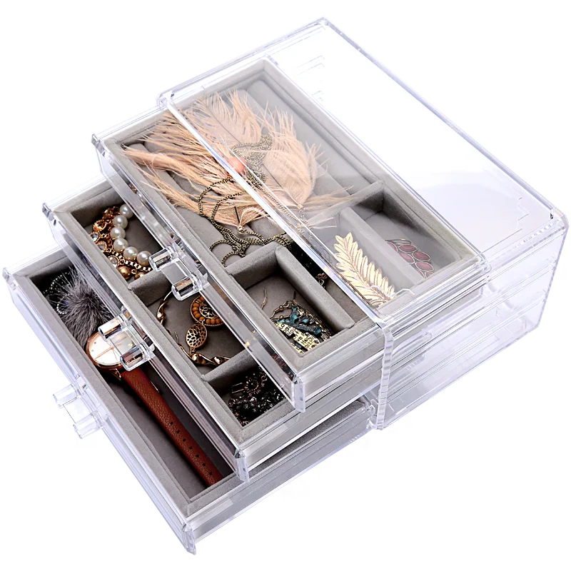 Clear Lid Earrings Tray Showcase Display Storage Necklace Ring