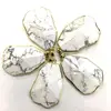 Elegant white turquoise slice Connector gold Loop snow stone Bezel Setting lapis lazuli jewelry making pendant