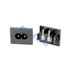 IEC 60320 C8 ac power socket inlet Panel Mount Snap-in vision PCB Mount, from front side