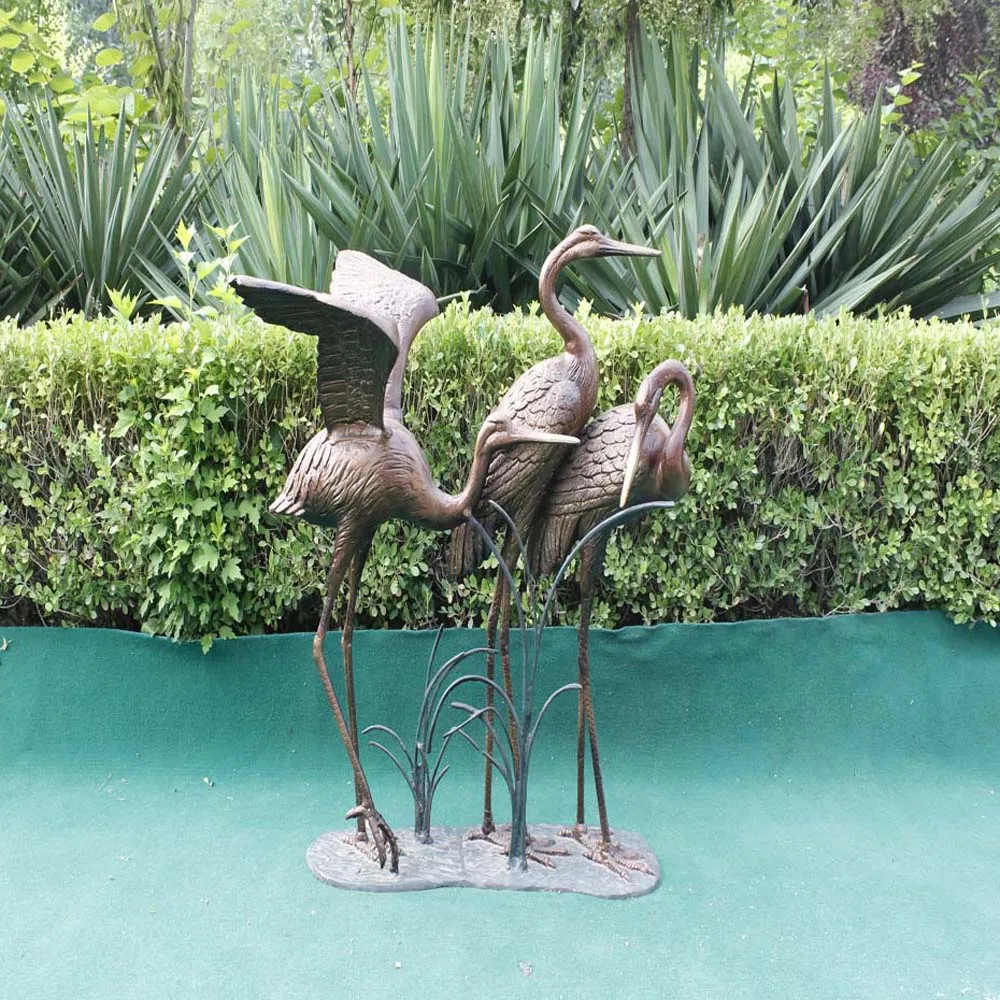 Outdoor Aluminium Crane Sculptures: Antique Garden Decor