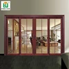 powder coated aluminum frame sound proof bedroom balcony parallel aluminium wooden grain sliding doors with grille