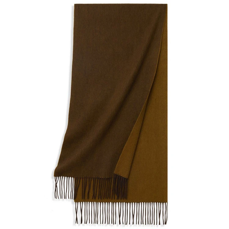 Factory Wholesale Fashion Two Face Two Tone Long Tassel Warm Winter Pure Mongolian Pashmina 100% Cashmere Scarf