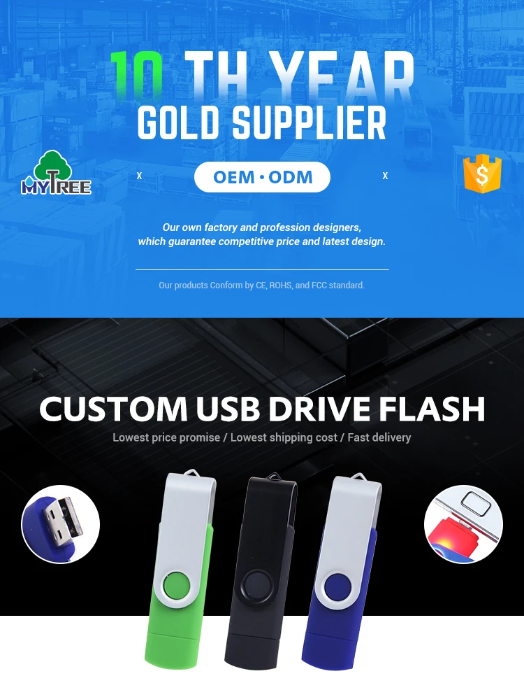 Customized Logo Private Label Plastic Case Swivel Twister Rotated 2 In 1 Otg Usb-C Tv Customized Usb Flashdrive Stick - ANKUX.COM