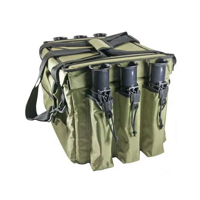 Heavyduty Green Fishing Tool Box With Rod Holders And Large Capacity