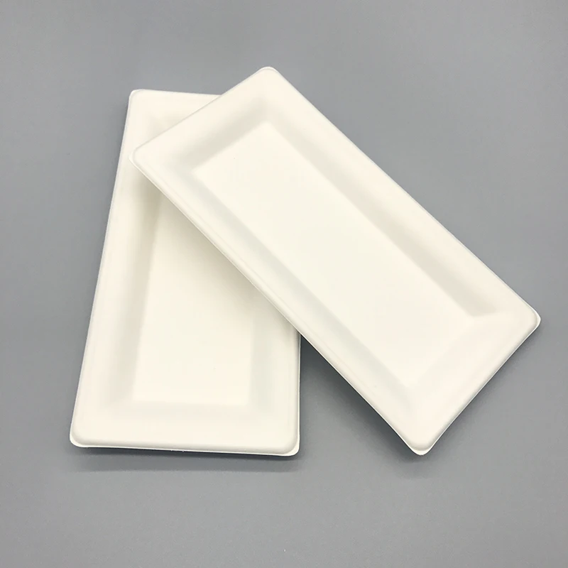 派对使用 100% 可生物降解的一次性 bagasse 长方形餐盘