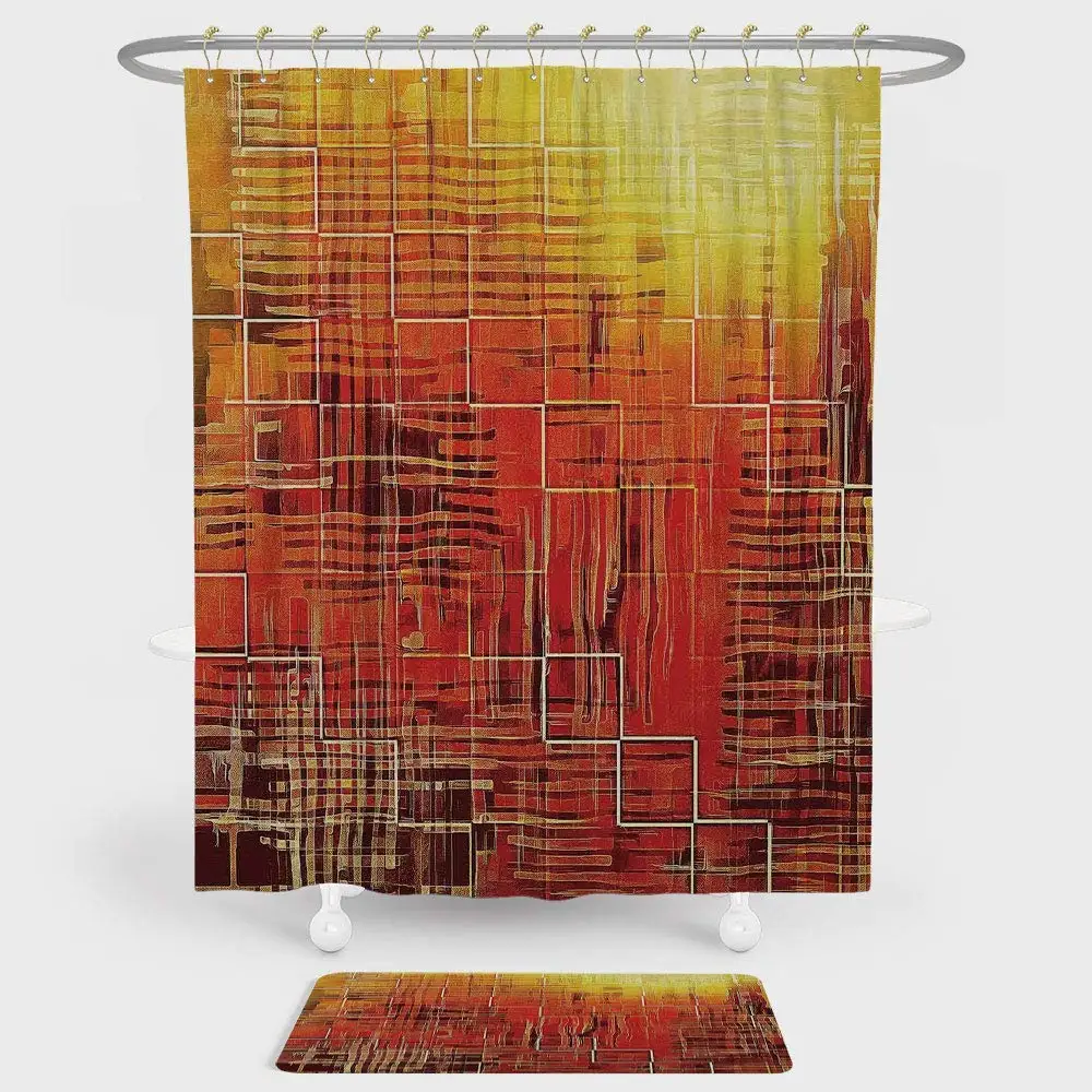 orange and yellow shower curtain