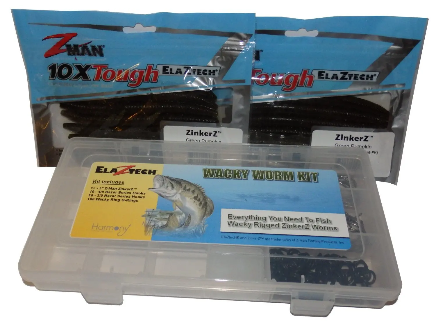 Wacky Rig ZinkerZ Kit - (12) 5" Z-Man ZinkerZ Worms, (10) 4/0 Hooks, (10) 2/0 Hooks, (50) Wacky Rig O-Rings