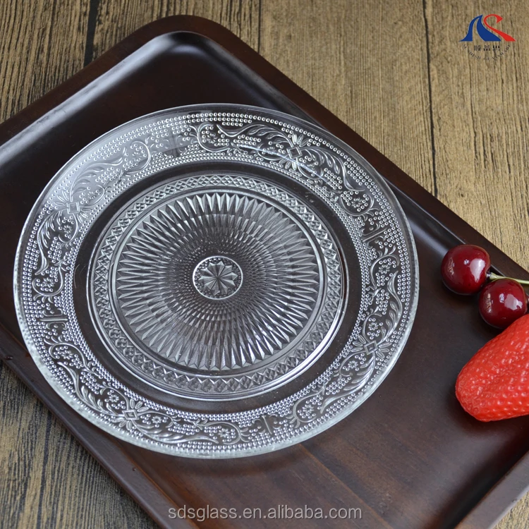 Custom Logo 7" Embossed Dessert Plate Wholesale Candy Dish Glass For