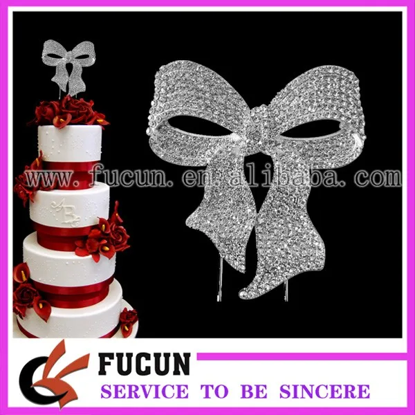 rhinestone butterfly knot cake topper silver .jpg