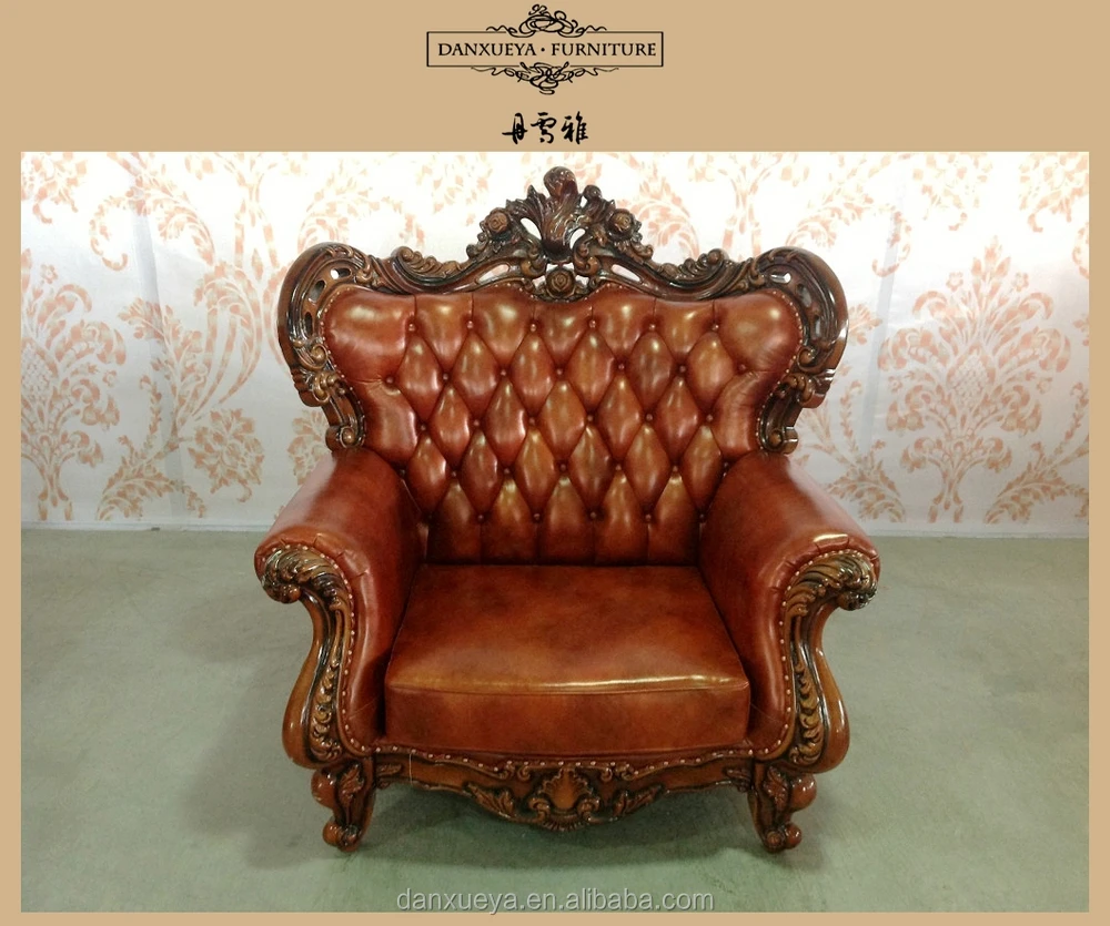 Royal Wood Frame Antique Green Leather Sofa Product On Alibaba