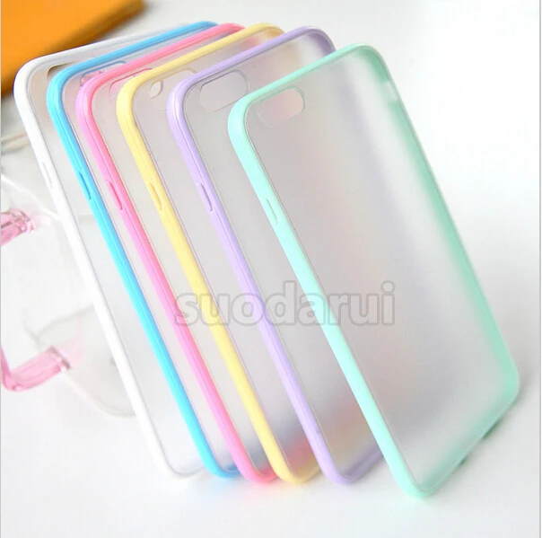 TPU pc clear matte back case for iphone 6 bumper hard case Mix colors