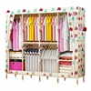 China wholesale cheap promotional custom logo printed foldable portable wooden solid wood fabric wardrobe