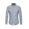 Hot Sales Premium Long Sleeve Striped Causal Grey Dress Shirt For Mens