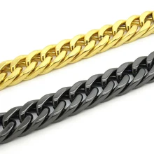 Wholesale! Hot Fashion Mens BoyS Punk Biker Style Black Gold Curb Links Bangle Chain Stainless Steel Charm Bracelet