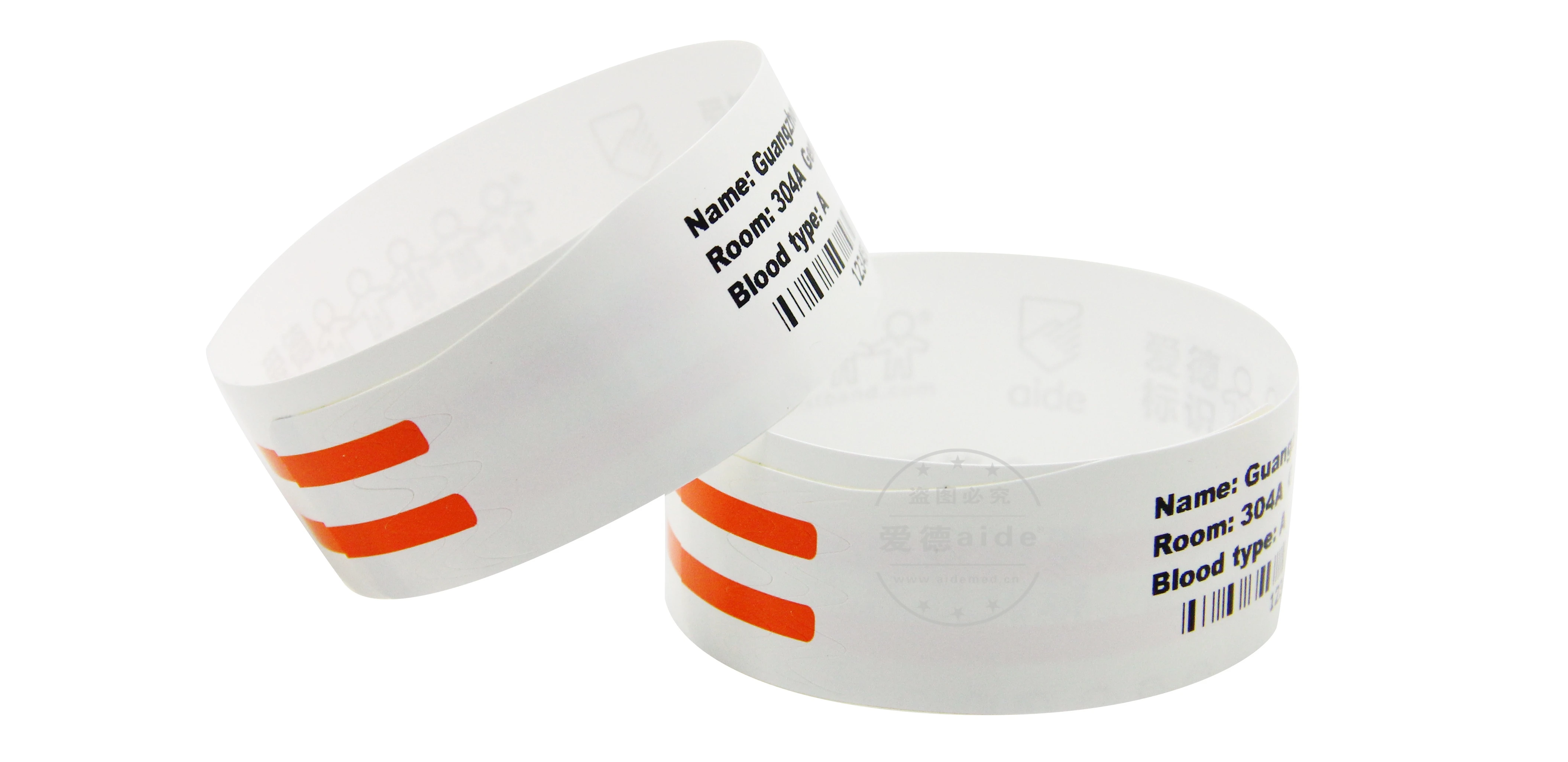 Thermal Printing Qr Code Medical Synthetic Paper Wristband For Hospital