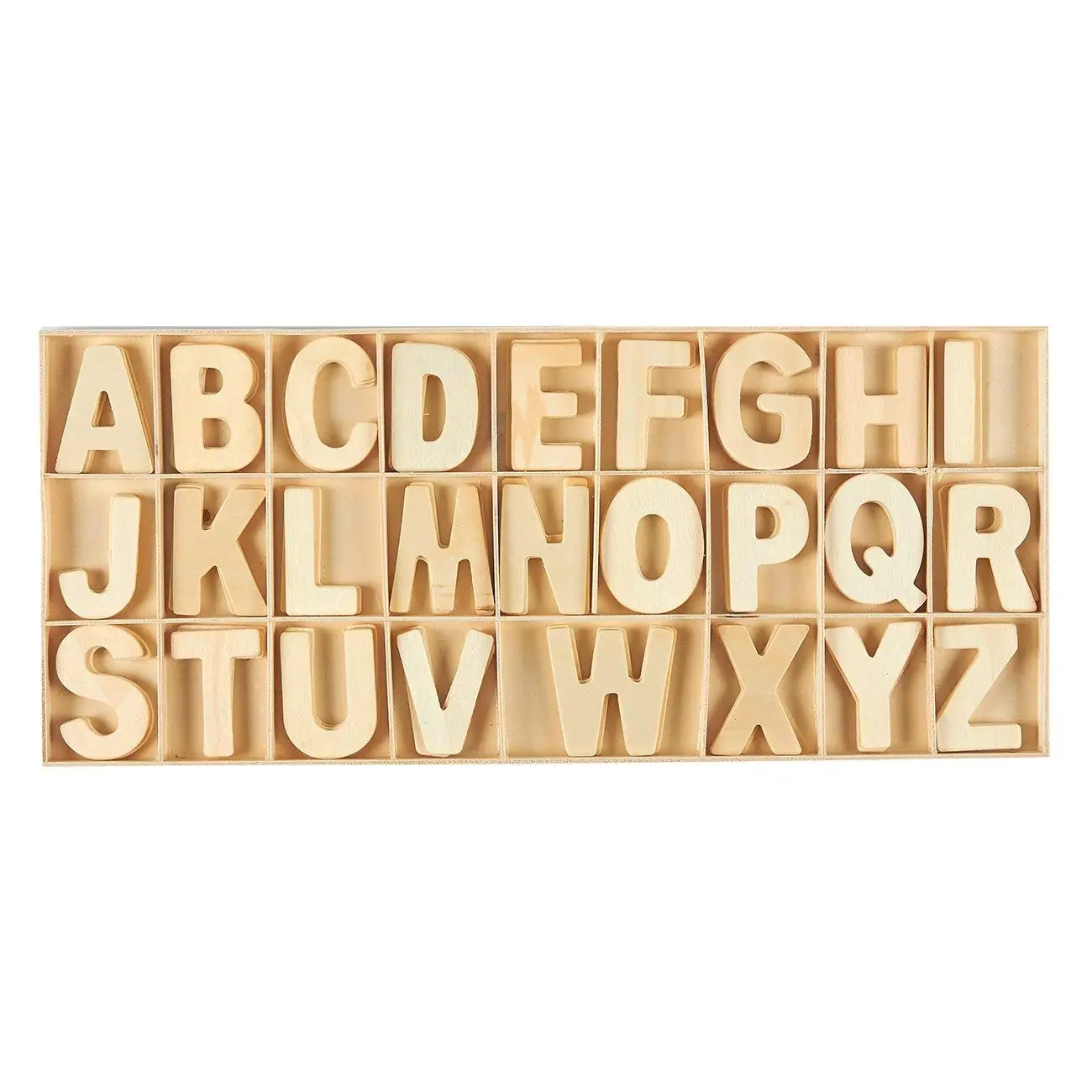 78-Piece Set Wooden Letters - Wooden Craft Letters with Storage Tray - Wooden Alphabet Letters for Home Decor, Natural Color, 2 inches