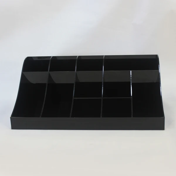 High Grade Glossy Black Polystyrene Creamer Organizer Wholesale Coffee Condiment Organizer