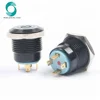 16mm reset Momentary start doorbell Computer Solder terminals Metal black push button switch with power symbol logo lamp