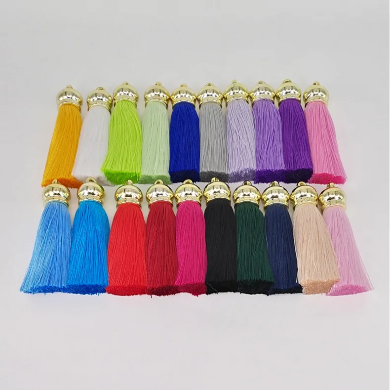 Yongze 30 colors fashion ice silk tassel metal cap tassel fringe keychain wholesale