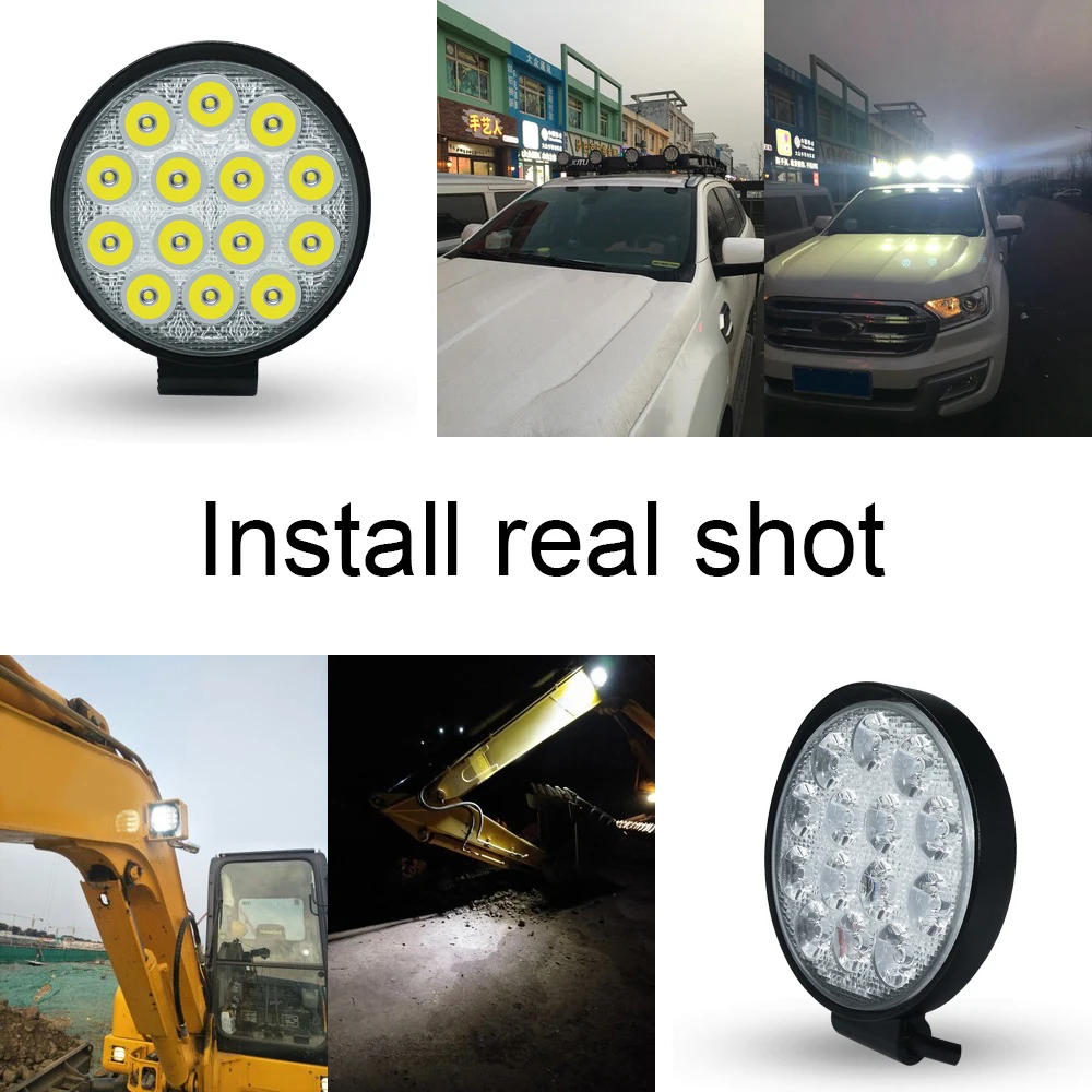 Eurs Car Led Work Light 42w Round Offroad Vehicle 4200lm Spotlights Searchlight Engineering