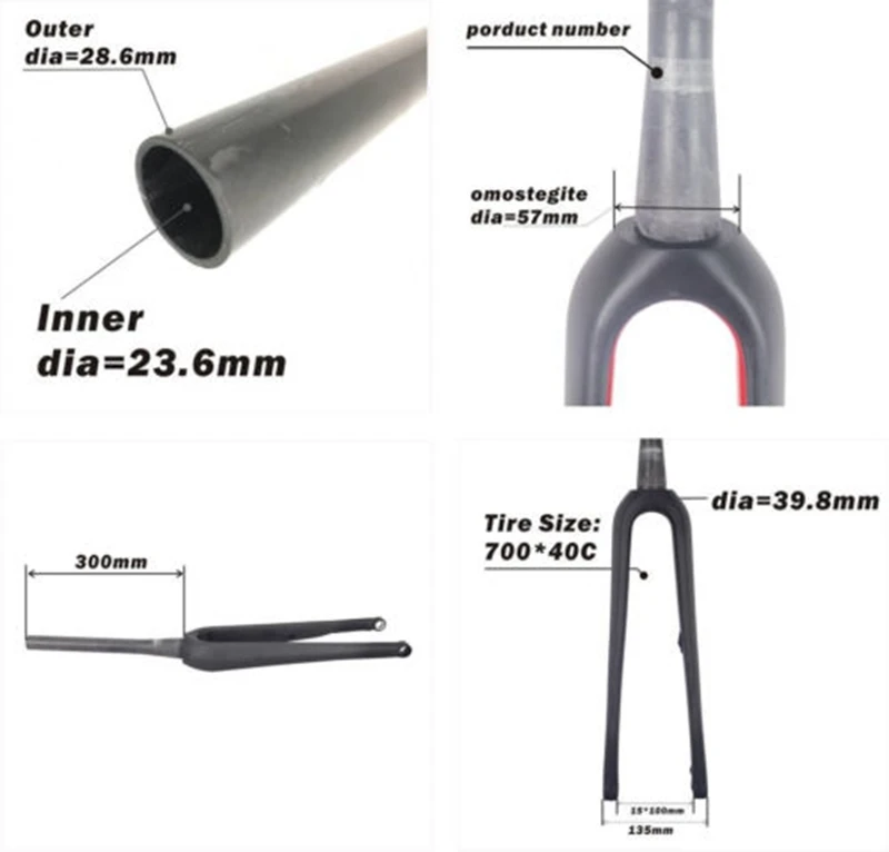 Miracle 700*40c Carbon Cyclocross Bike Fork&15*100mm Thru Axle Tapered