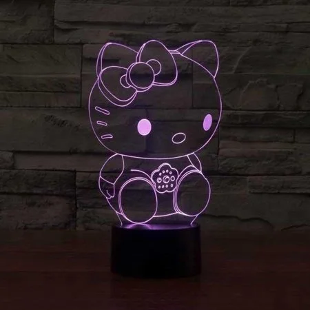 Hello Kitty 3D LED Illusion Lamp 7Colors Changing LED Night Light