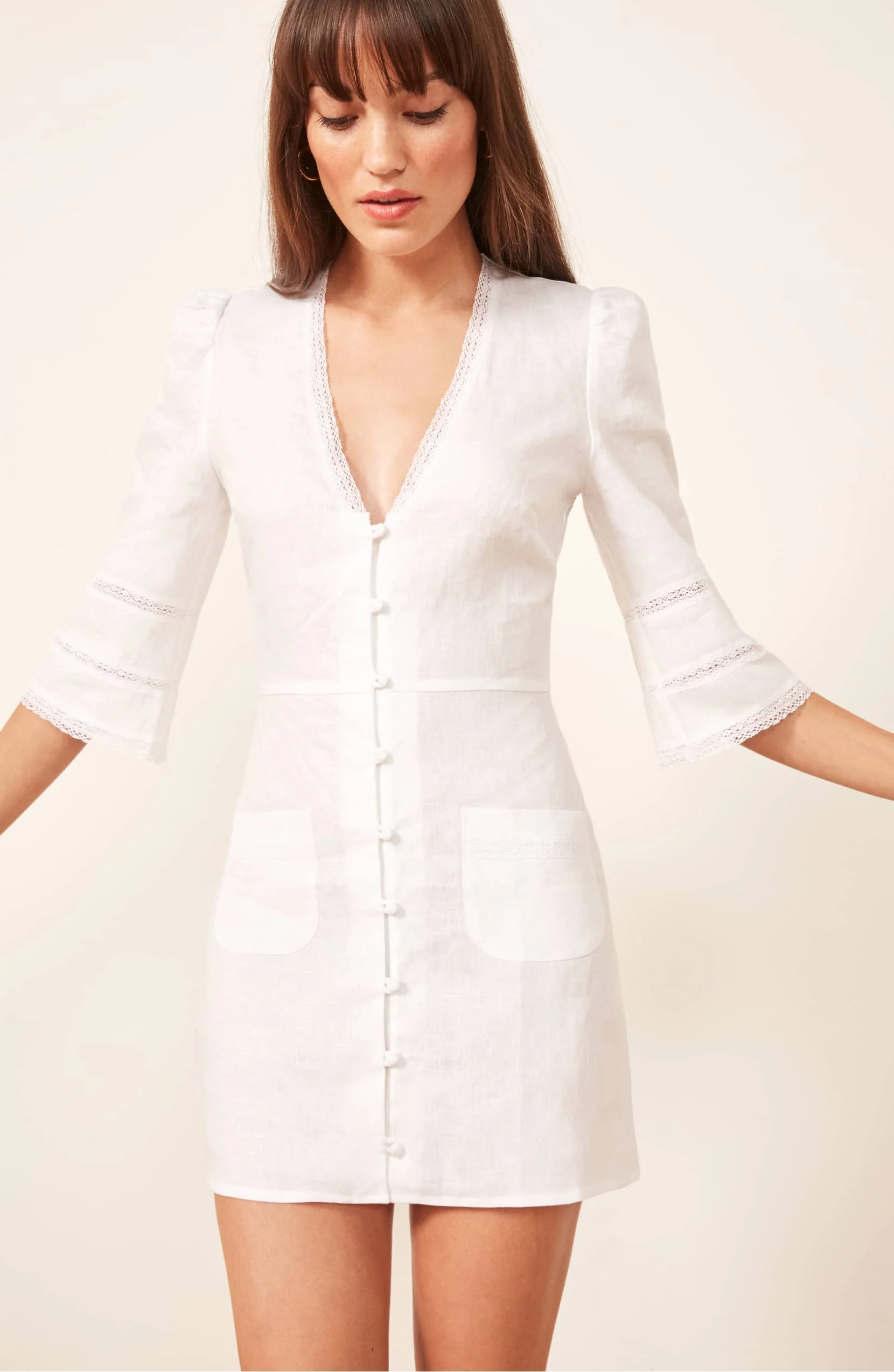 white button down dress women