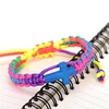 2014 Neon Bracelet Handmade Cross Charm Rainbow Rope Braided Bracelet