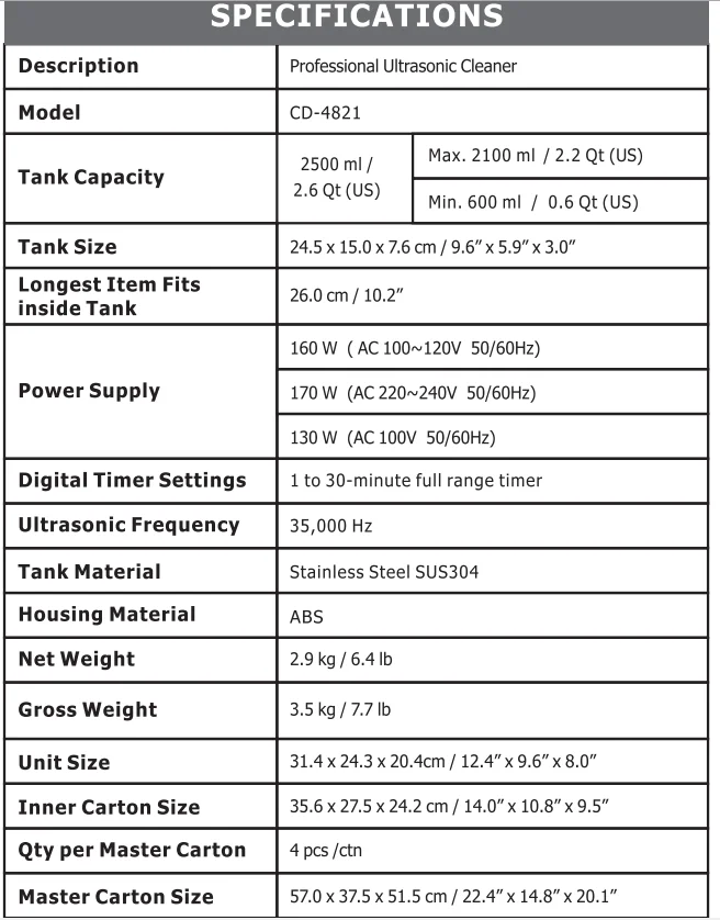 2019 Codyson Dental Ultrasonic Cleaner With CE ROHS GS Approval CD-4821