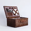 Wholesale handmade rectangular cheap drawer bread display wicker craft cutlery willow picnic storage rattan baskets with lid