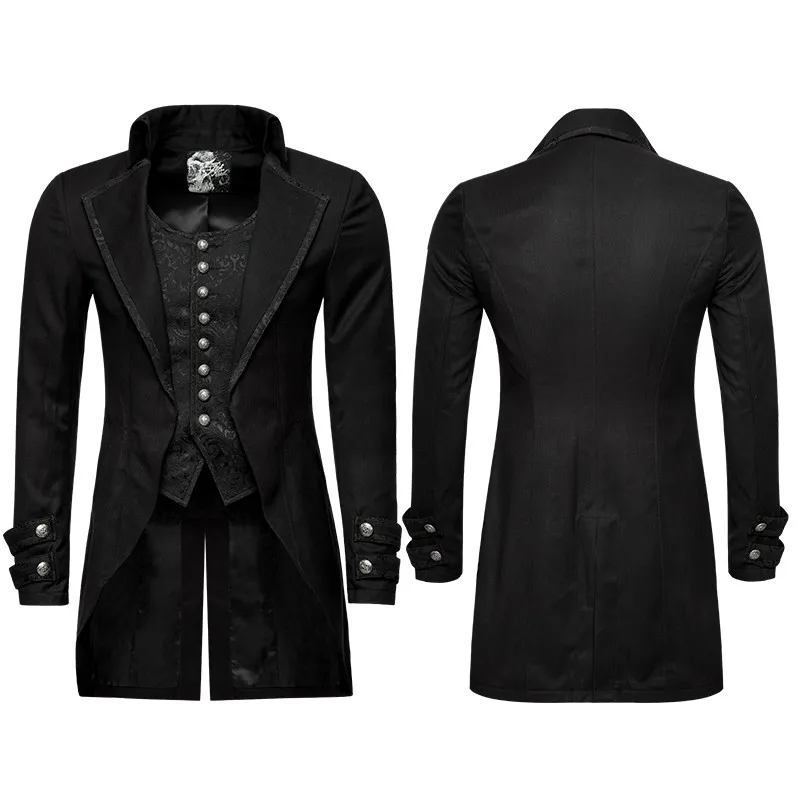 Y-750 European style black men Gothic punk  long jackets