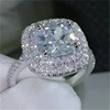 Luxury Design Big Zircon Diamond Rings Jewelry Alloy Ring With Aquamarine