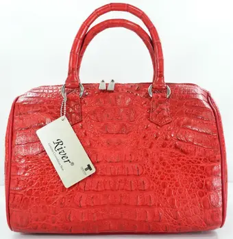100 Hornback Skin Genuine Crocodile Leather Handbag Clutch Bag 100 Hornback Skin Genuine Crocodile Leather Handbag Clutch Bag Purse Shiny Red River Brand New