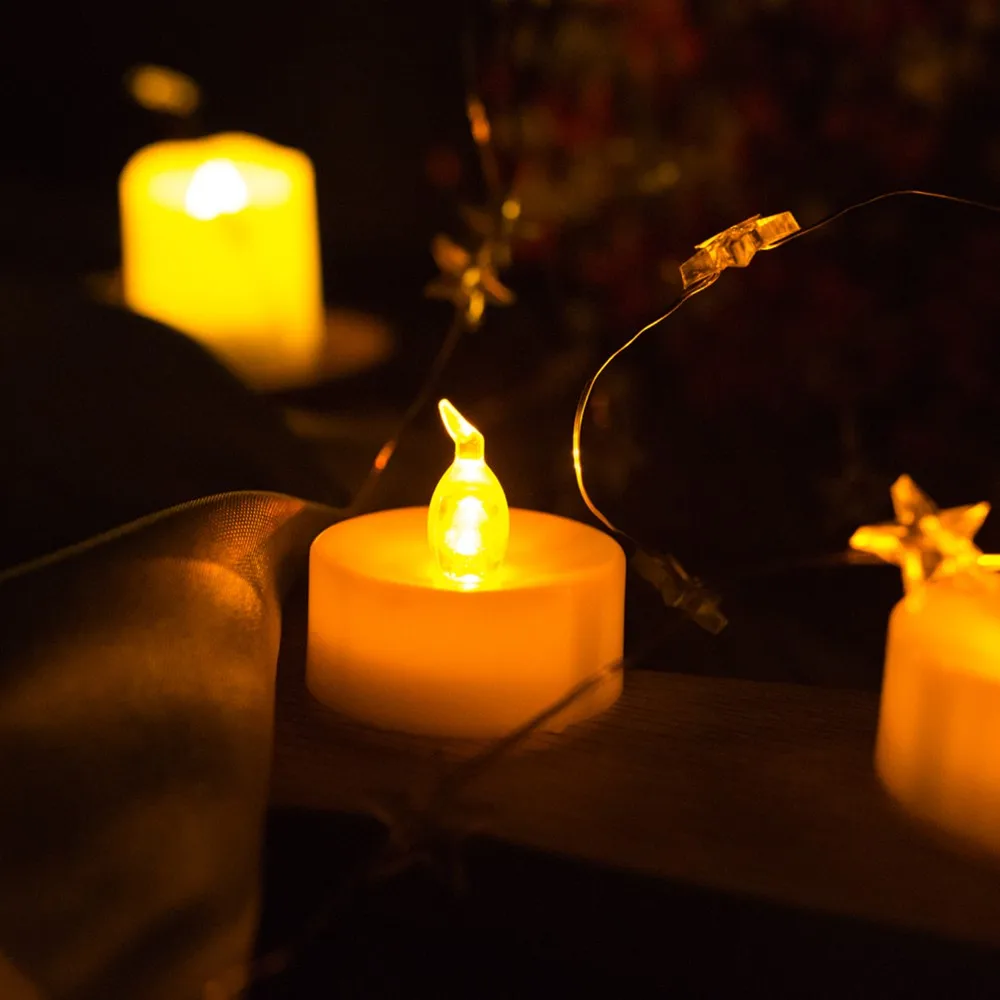 Homemory Flameless Battery Operated Tea Lights,Small Yellow Flickering
