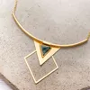 Geometric Earrings And Necklace Set Gold And Grey Jewelry Set Triangle Stud Earrings Bohemian Jewelry