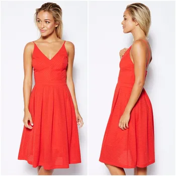 red summer midi dress