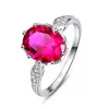 Silver Ring 92.5 White Gold Plated Ruby Jewelry Ring For Girl