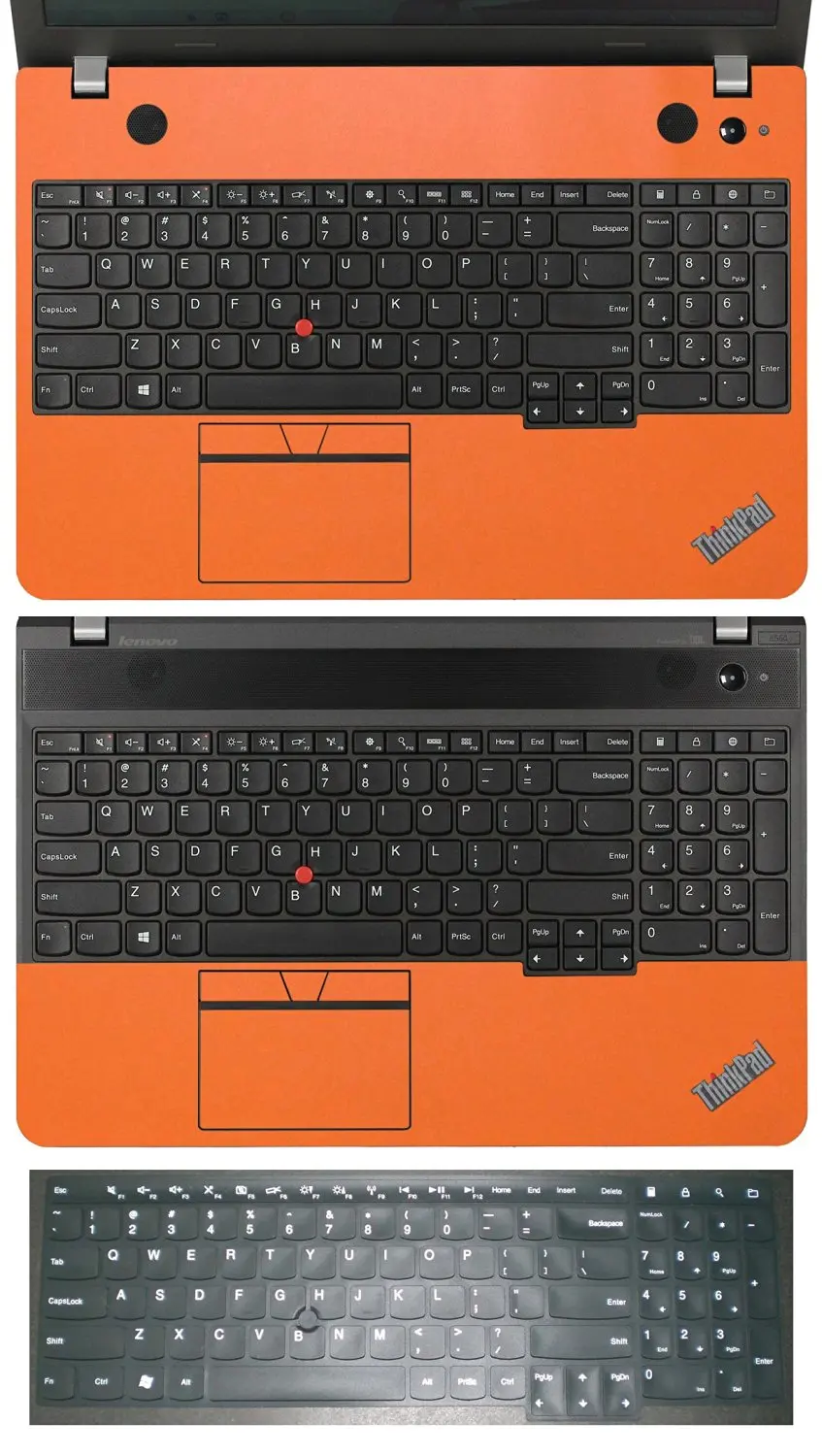 3 in 1 Full + Half Wrist Palmrest Touchpad Trackpad Sticker Skin + Keyboard Cover Protector for 15.6" Lenovo Thinkpad E550 (shimmery orange palmrest sticker+half palmrest sticker+black keyboard skin)