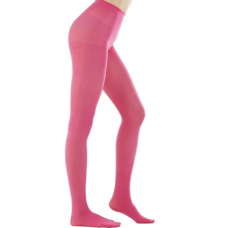 Wholesale Bright Colorful Ladies Tights 80d Opaque Solid Color Footed 